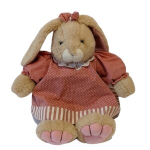 PINK polka dot dress bunny rabbit plush 15”